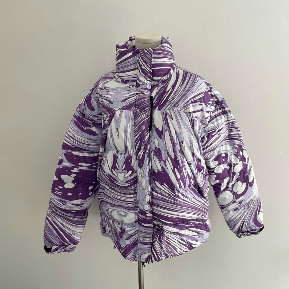 Adidas By Stella Mccartney Purple Marble Puffer Jacket | Women’s Size Medium